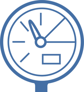 Blue icon of a water meter testing pressure gauge 